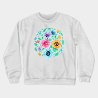 Watercolour Rainbow Sunflowers Crewneck Sweatshirt